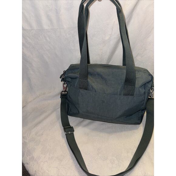 Kipling Shoulder Bag Tote Crossbody Green Nylon w/ Monkey Keychain ELIN HB7697 - Picture 4 of 16